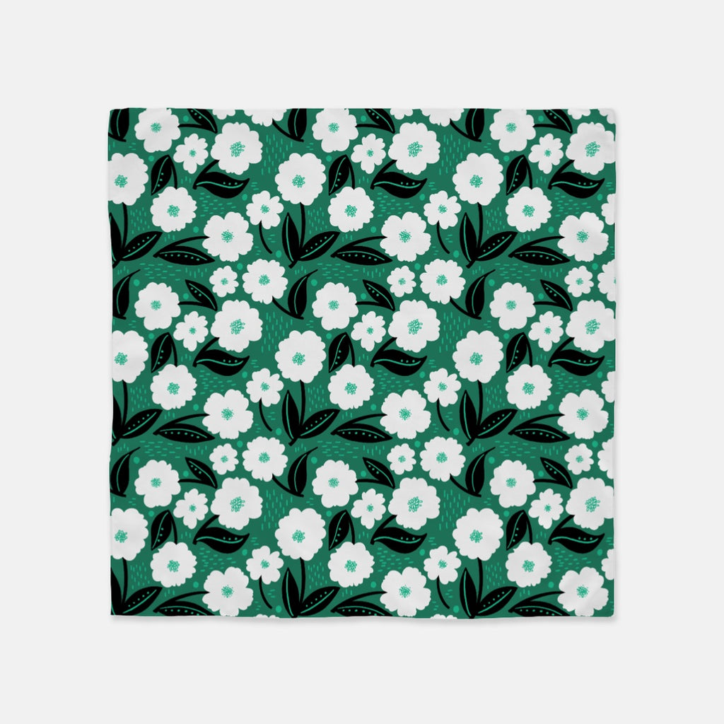 Bold Minimal Floral Bandana Scarf in Green