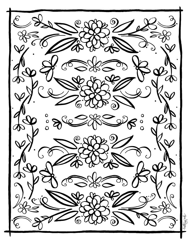 Floral Coloring Page Art Print Download - kathryncole
